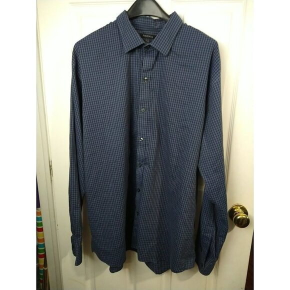 Van Huesen Blue Grey Checkered Long Sleeve Flex Slim Shirt. Size XXL - Picture 1 of 12